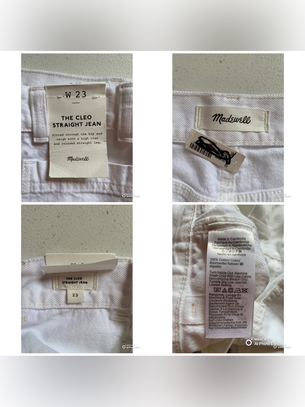 Madewell White The Cleo Straight Jean Size 23 NWT Rigid Denim Summer Jeans - Picture 12 of 16